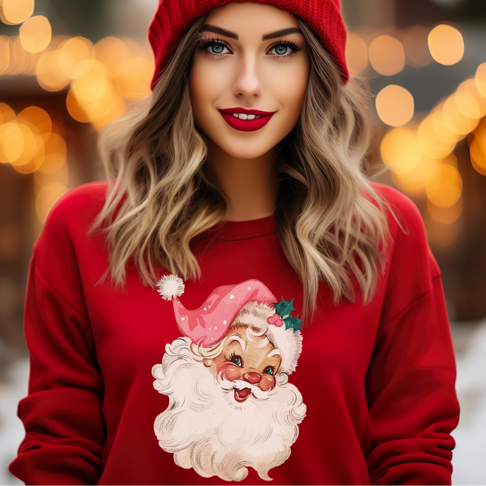 Pink Santa Retro Christmas