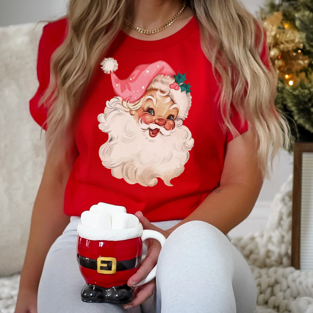 Pink Santa Retro Christmas
