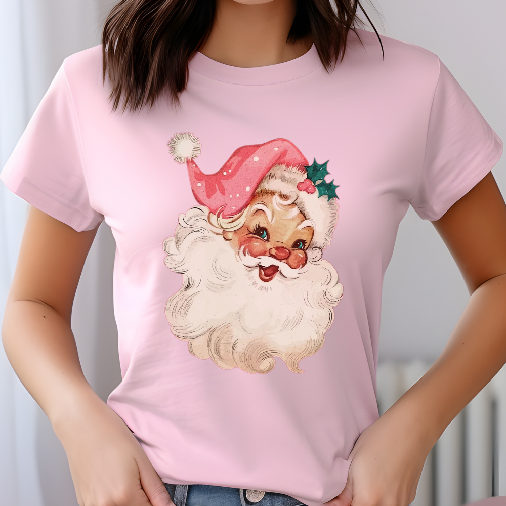 Pink Santa Retro Christmas