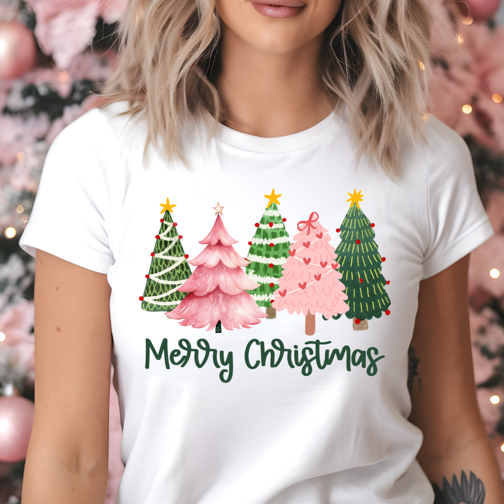 Merry Christmas Trees Pink Christmas