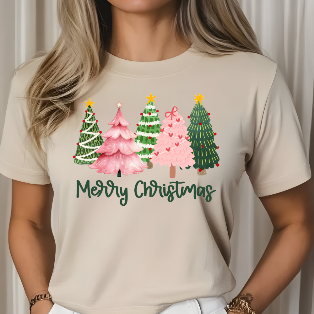 Merry Christmas Trees Pink Christmas