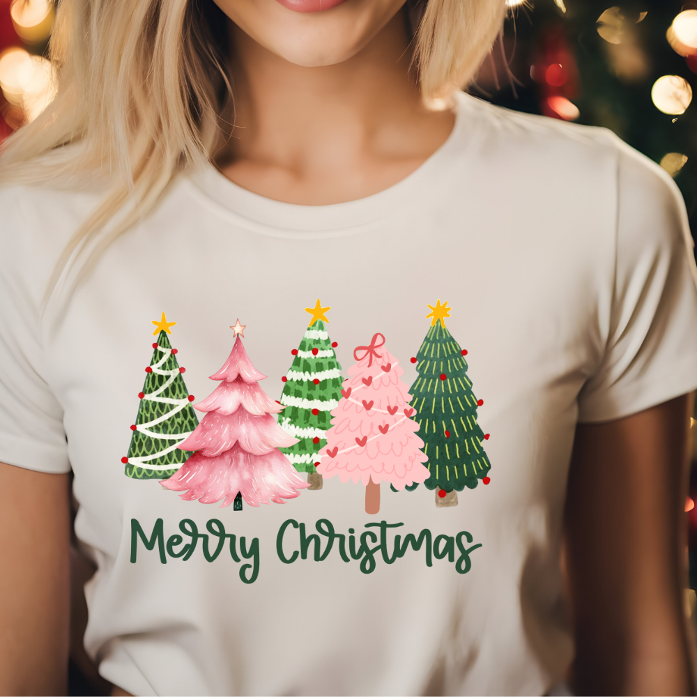 Merry Christmas Trees Pink Christmas