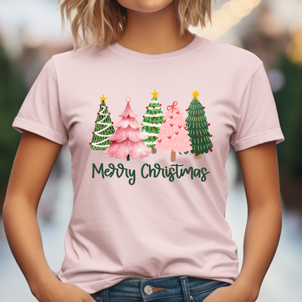 Merry Christmas Trees Pink Christmas