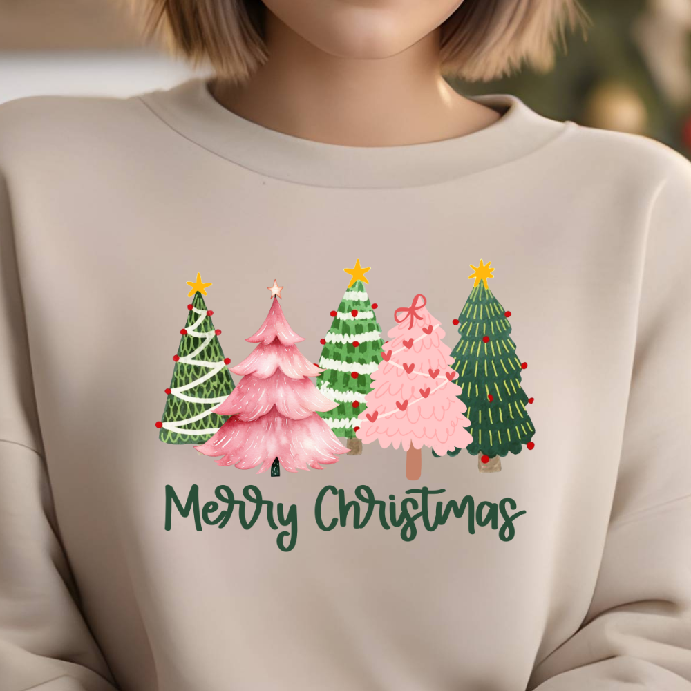 Merry Christmas Trees Pink Christmas