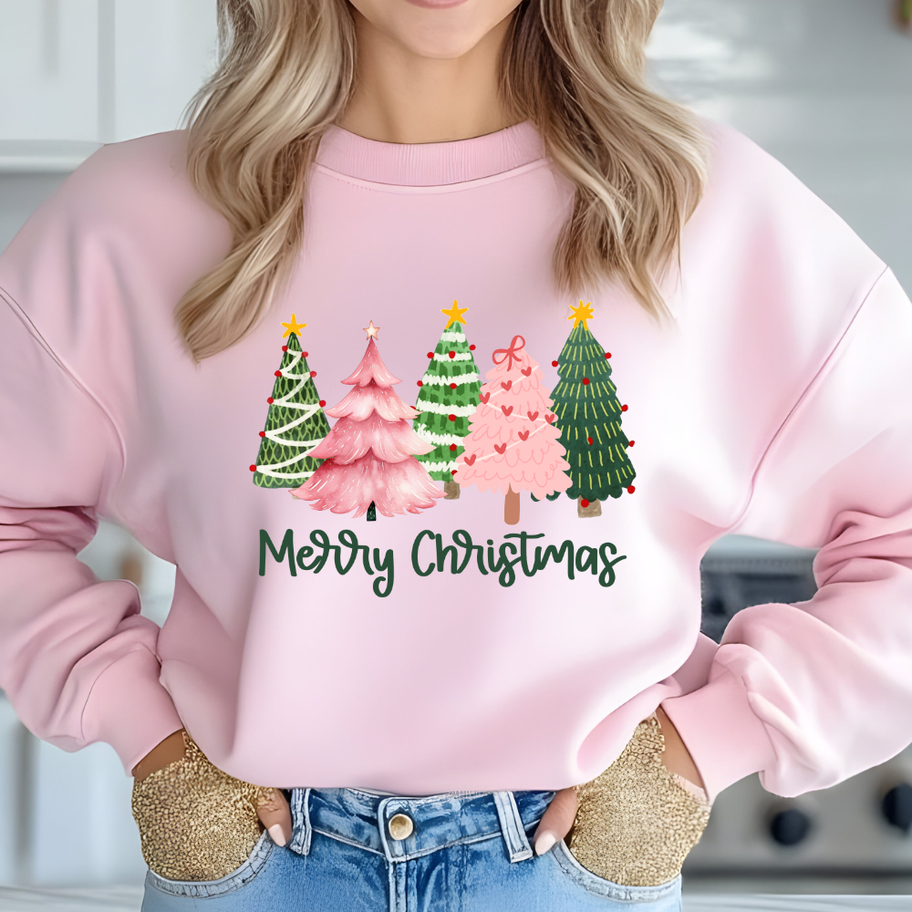 Merry Christmas Trees Pink Christmas