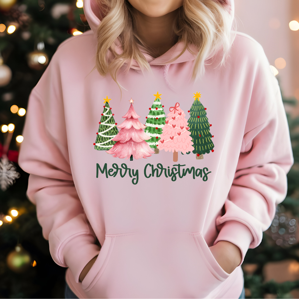 Merry Christmas Trees Pink Christmas