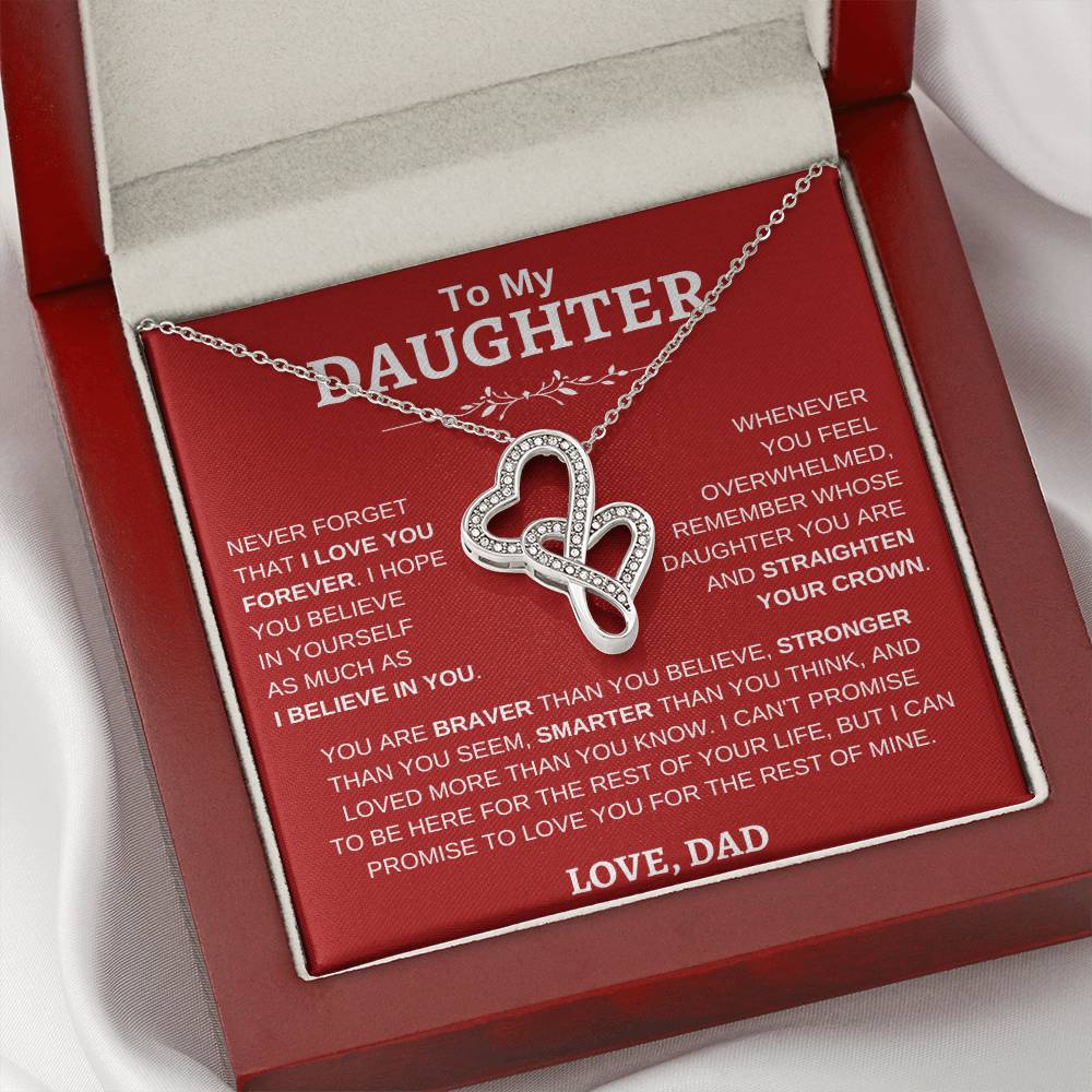 To My Daughter , Love Dad RW : Heart-to-heart Pendant Necklace