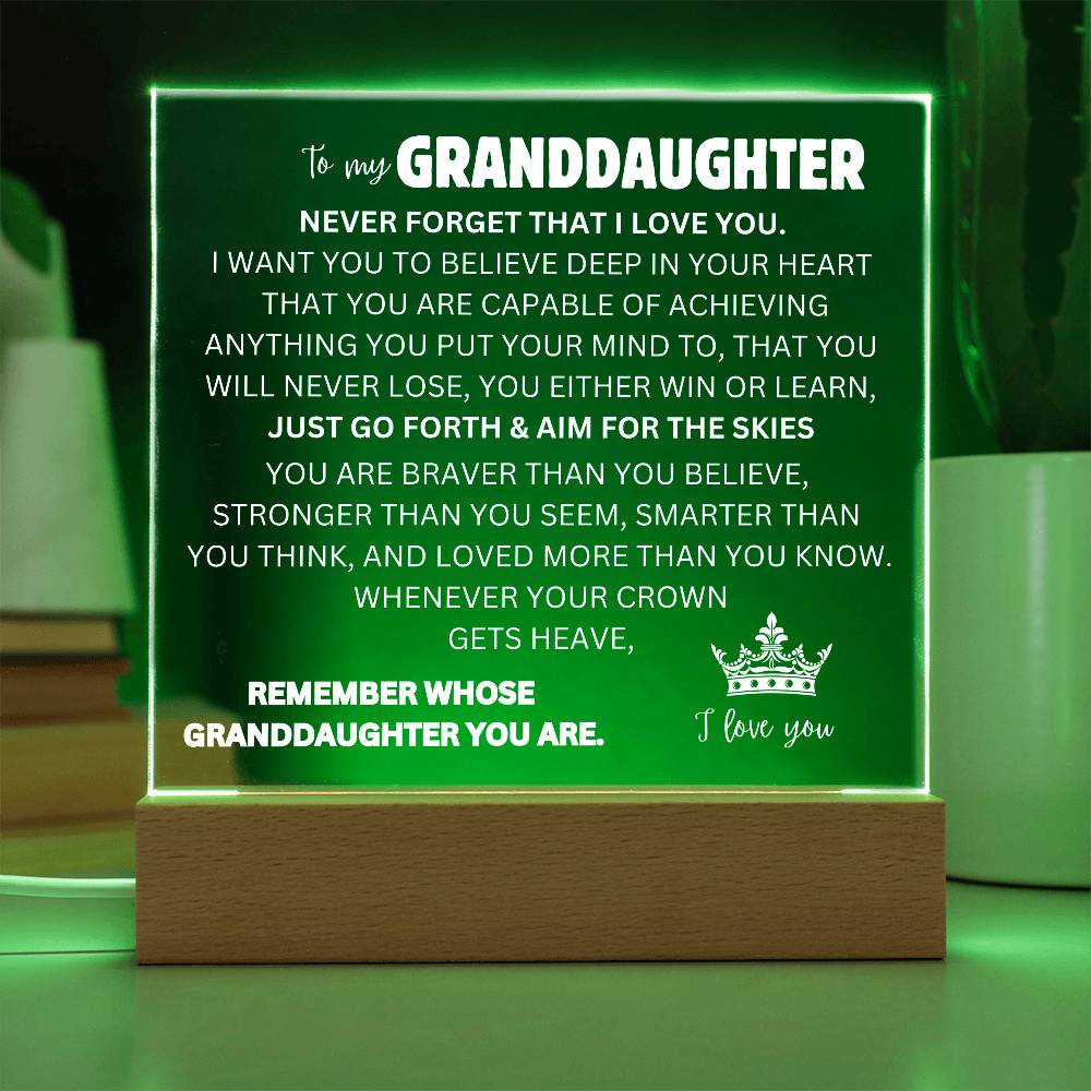 To My Granddaughter | Never Forget | Acrylic Square Plaque