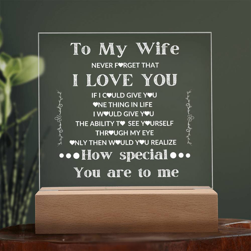 To My Wife LED Square Acrylic