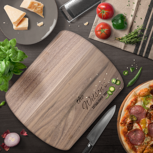 Personalized Family Name Wooden Hardwood Oval Cutting Board