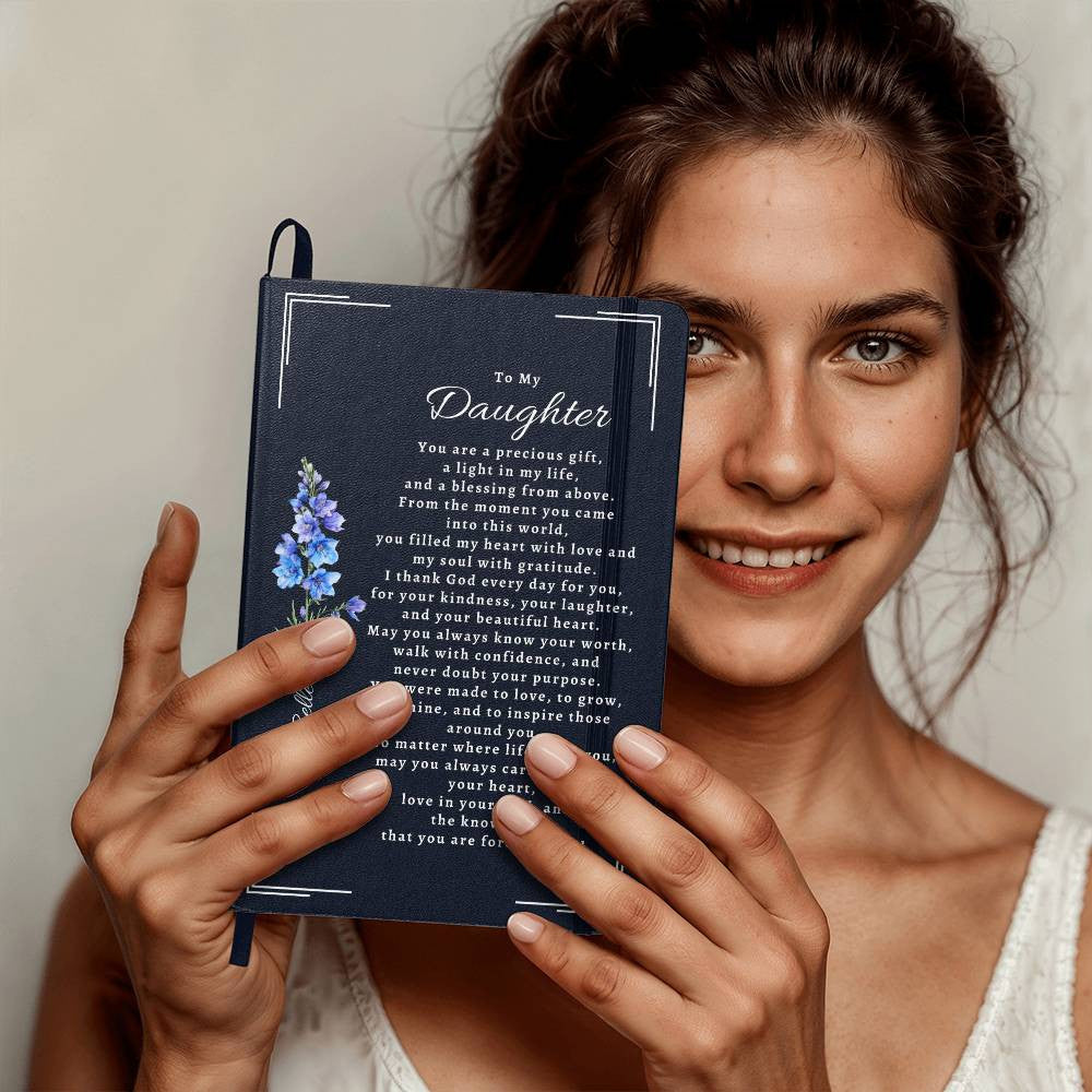 Personalized Name & Birth Flower Journal in white