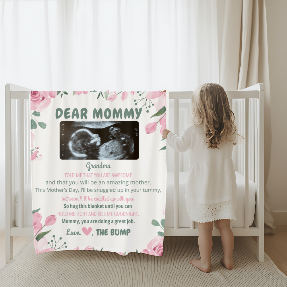 Dear Mommy Love The Bump Personalized Blanket