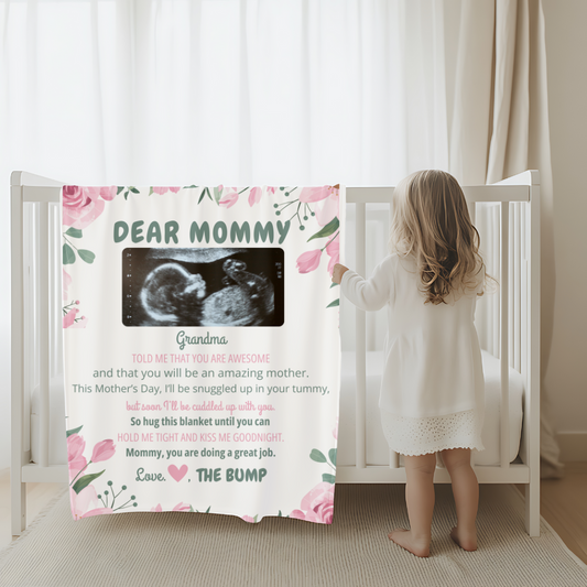 Dear Mommy Love The Bump Personalized Blanket