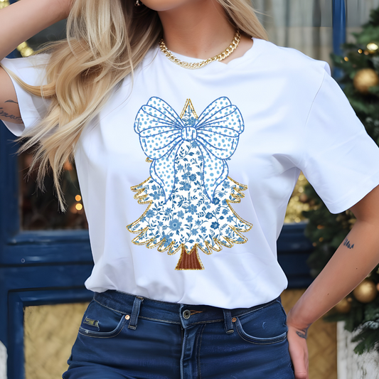 Glitter Blue Coquette Christmas Tree