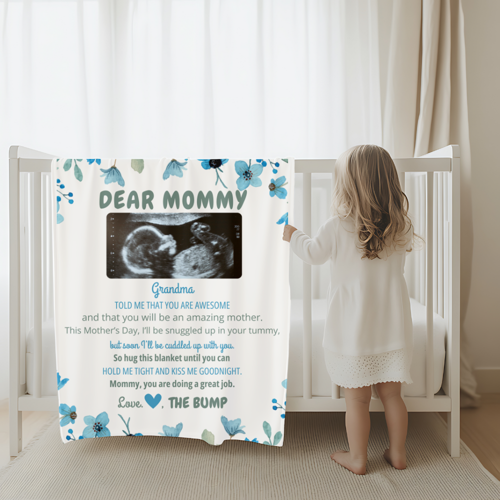 Dear Mommy Love The Bump Personalized Blanket
