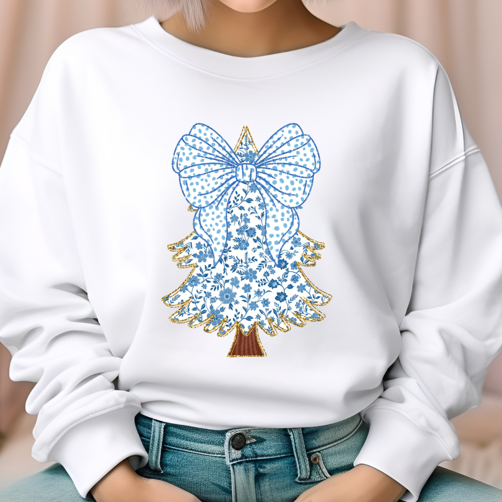 Glitter Blue Coquette Christmas Tree