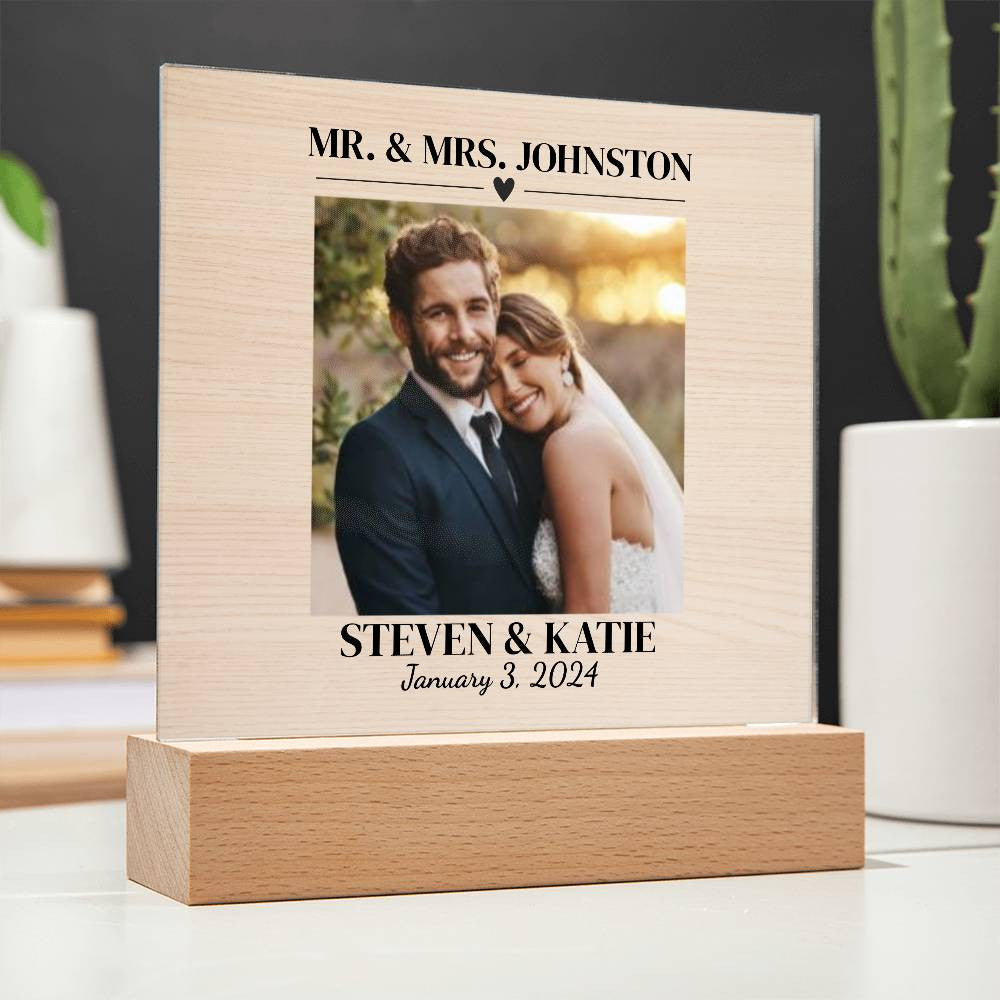 Personalized Wedding Photo Frame | Square Acrylic Plaque