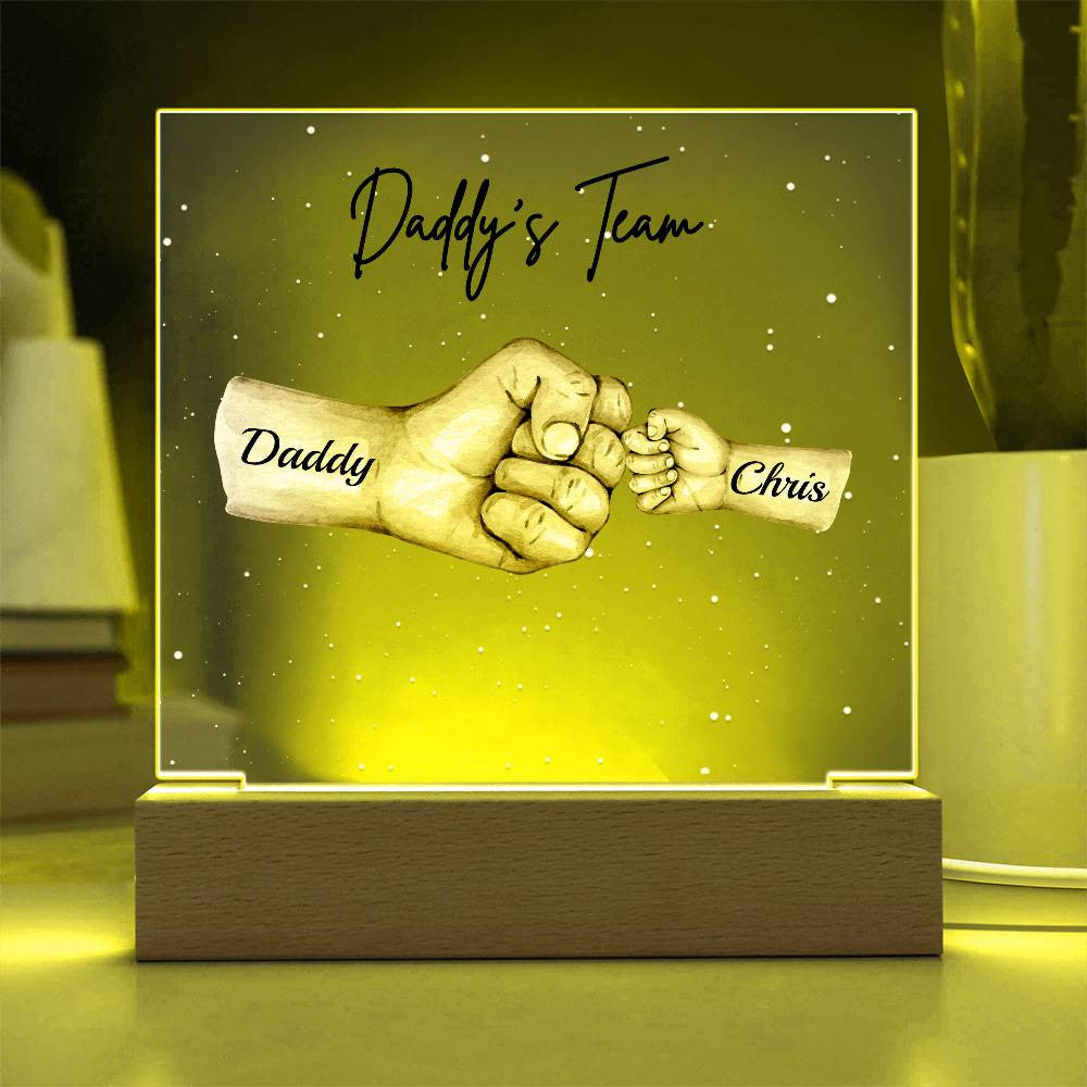 Daddy's Team Personalized Acrylic LED Plaque