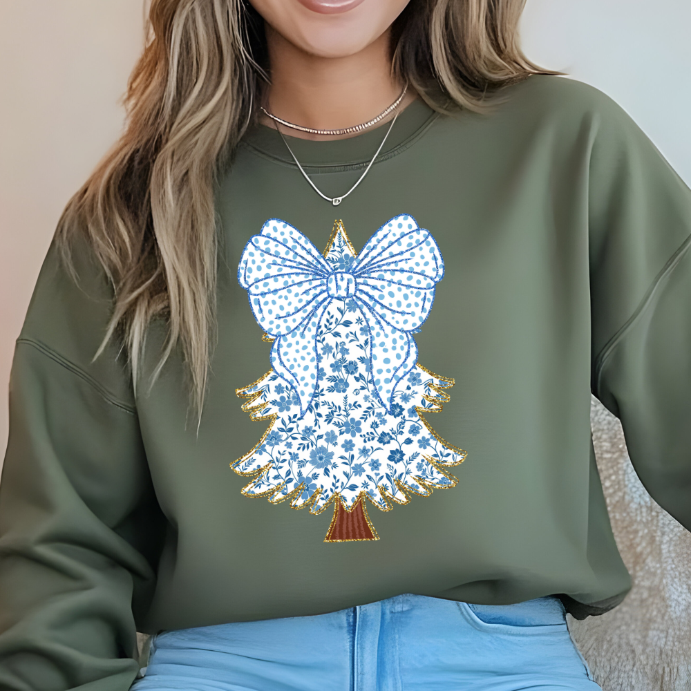 Glitter Blue Coquette Christmas Tree