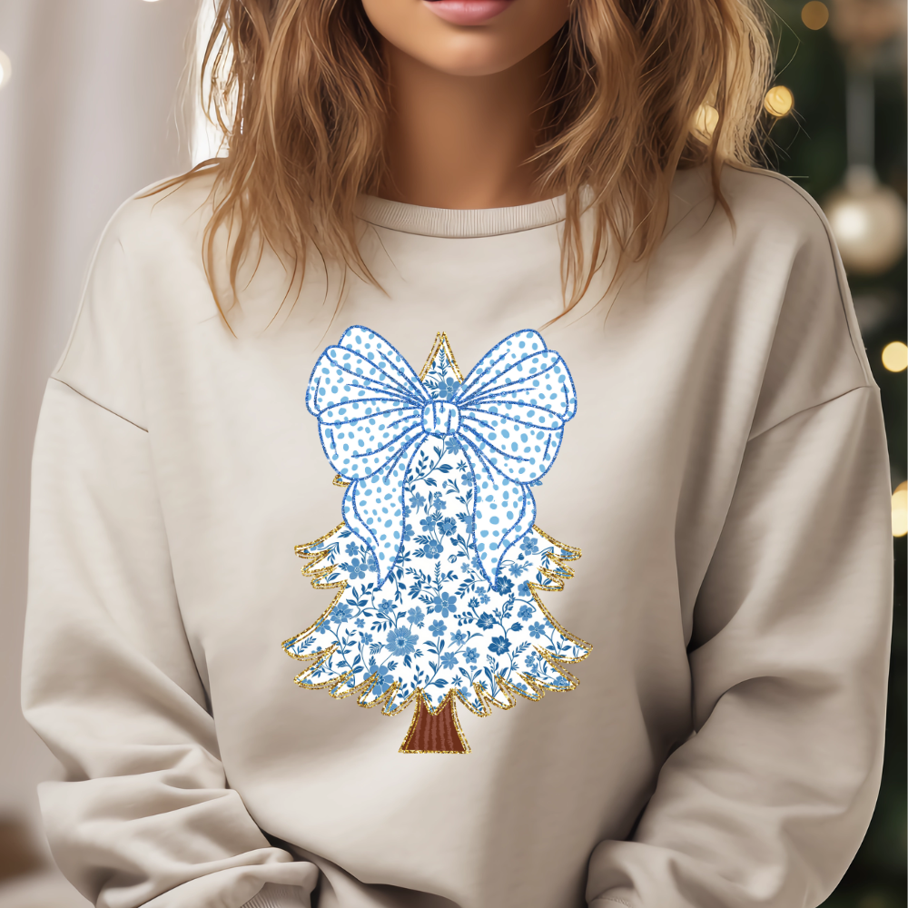 Glitter Blue Coquette Christmas Tree