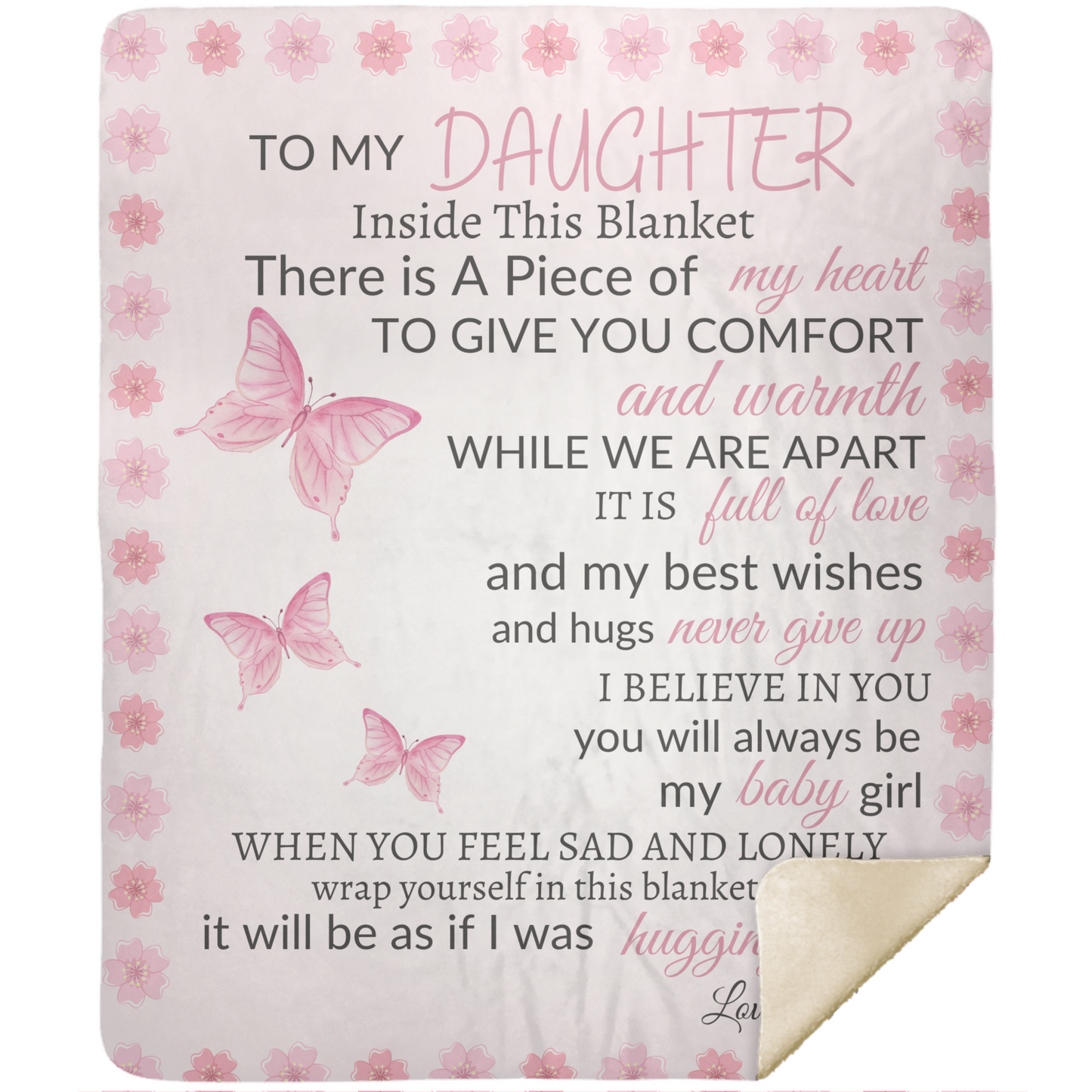 Daughter Pink Buttlerfly Blanket