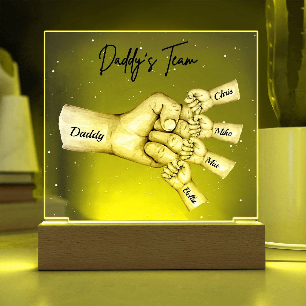 Daddy's Team Personalized Acrylic LED Plaque