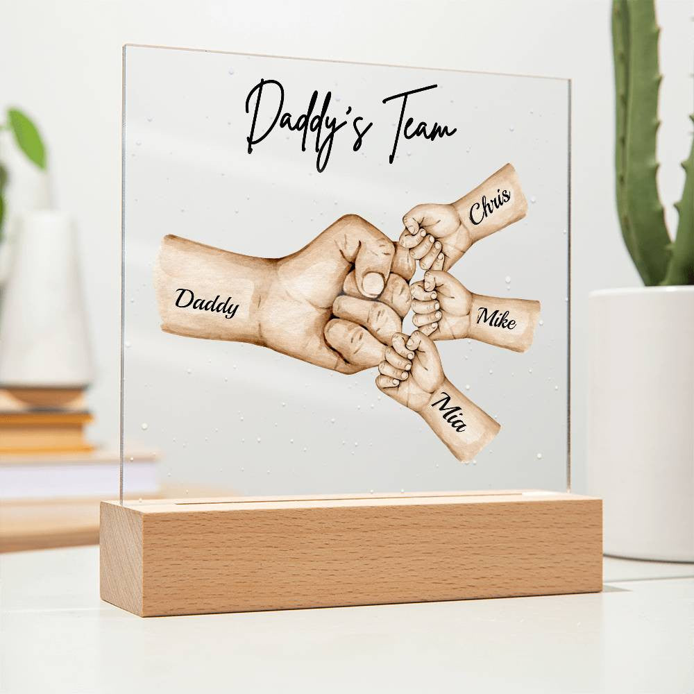 Daddy's Team Personalized Acrylic LED Plaque