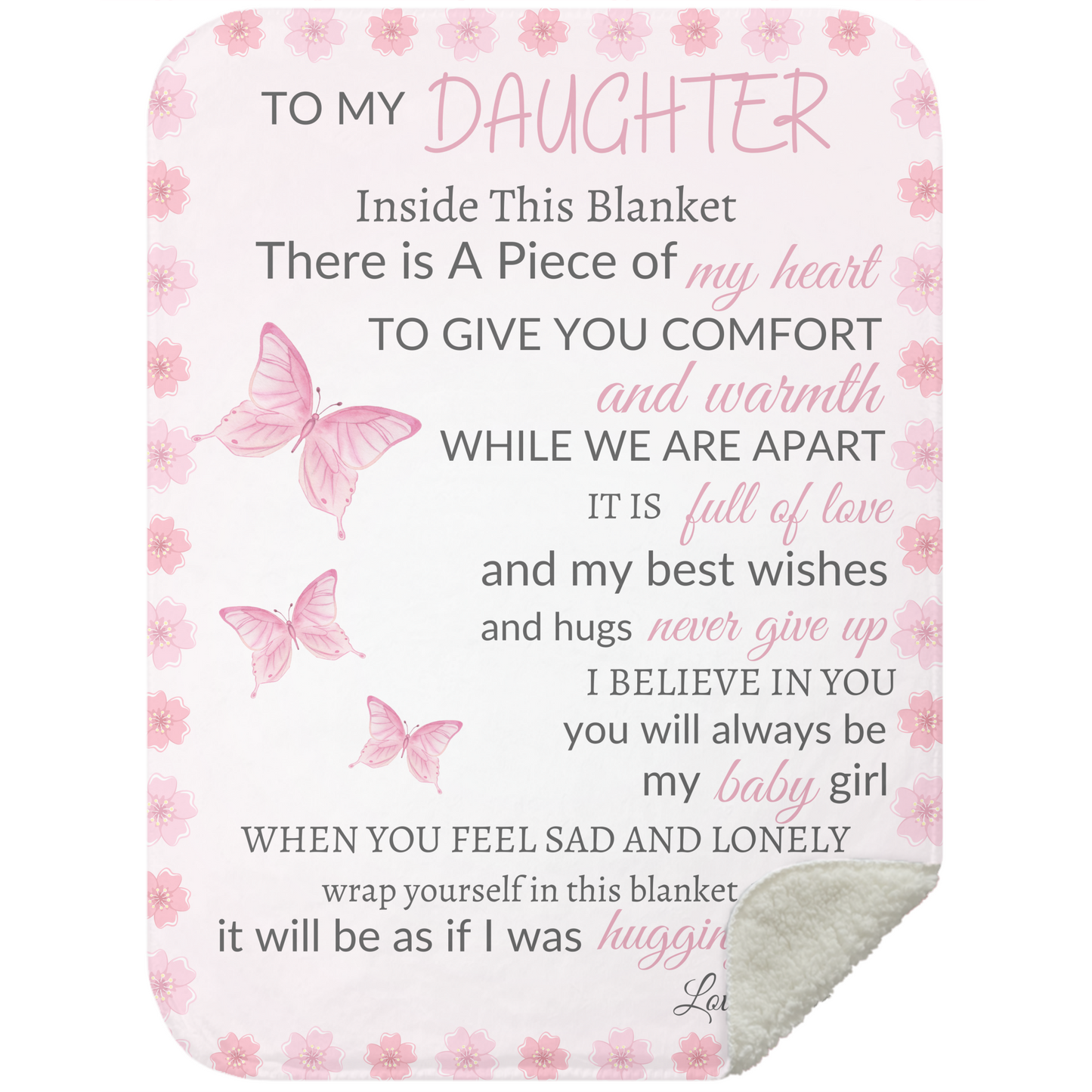 Daughter Pink Buttlerfly Blanket