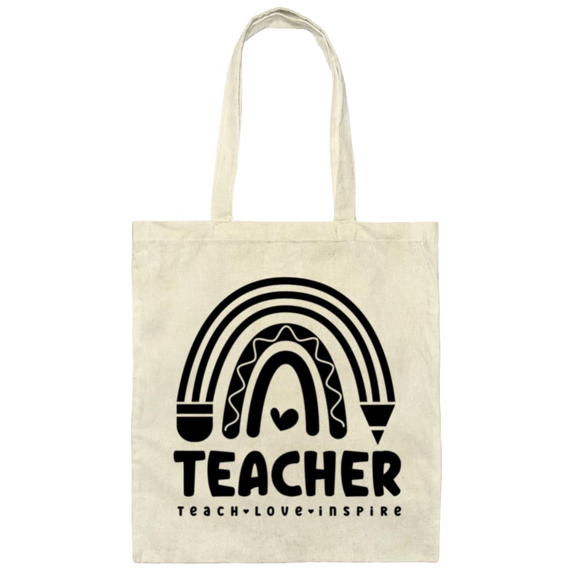 Teacher Rainbow in Black Tote Bag