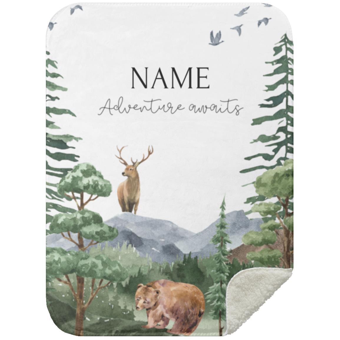 PERSONALIZED WOODLAND ANIMAL BABY BLANKET