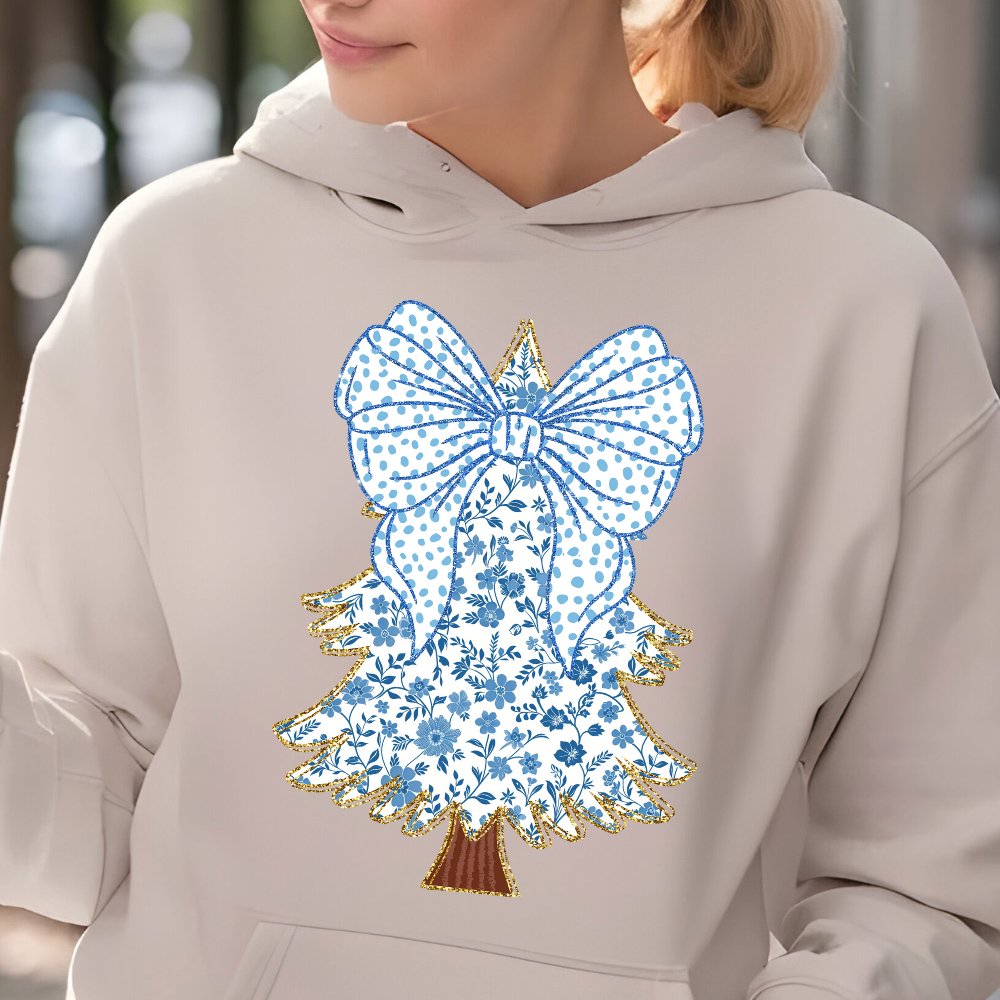 Glitter Blue Coquette Christmas Tree