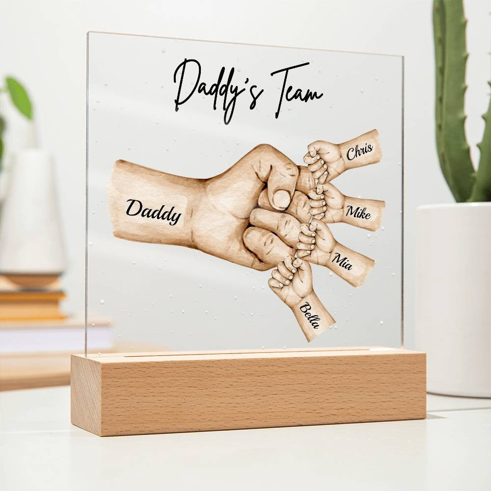 Daddy's Team Personalized Acrylic LED Plaque