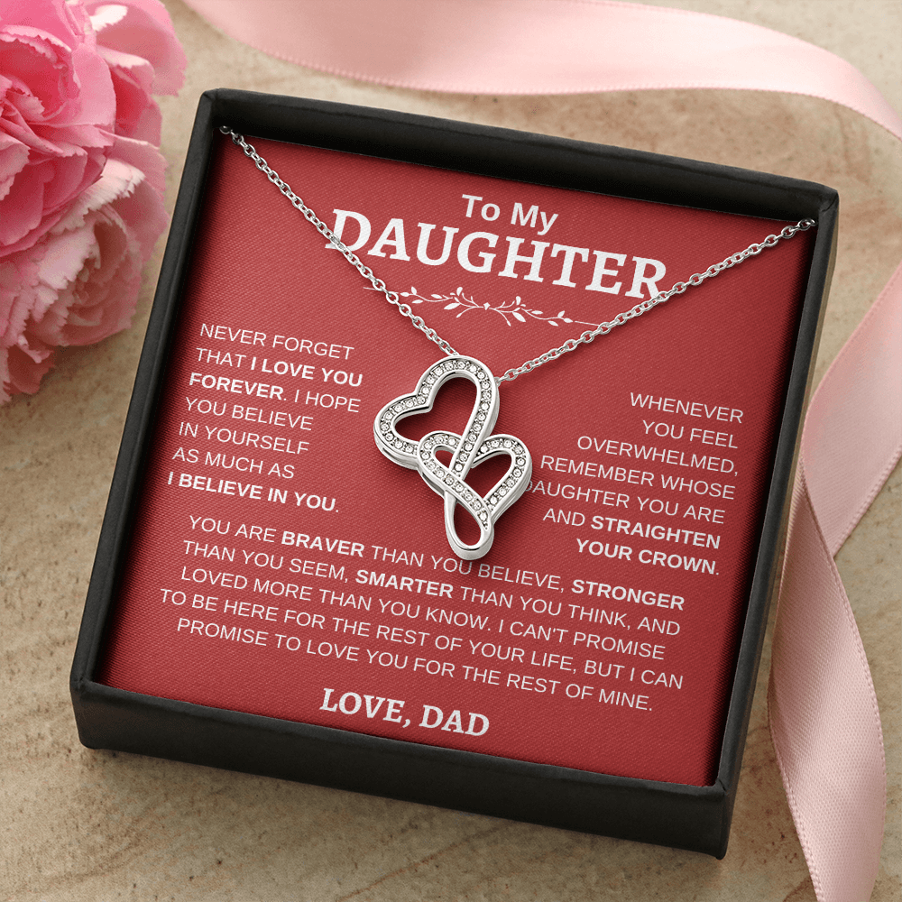 To My Daughter , Love Dad RW : Heart-to-heart Pendant Necklace
