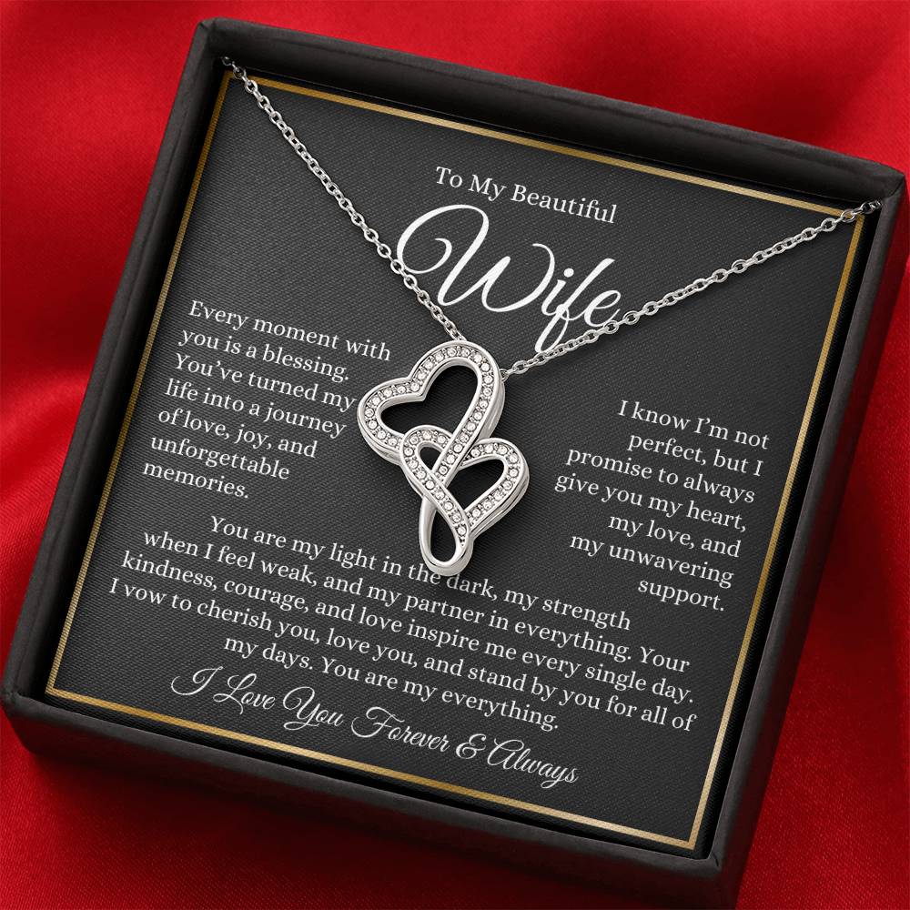 “To My Wife - A Journey of Love Message Card” Heart-to-heart Pendant Necklace
