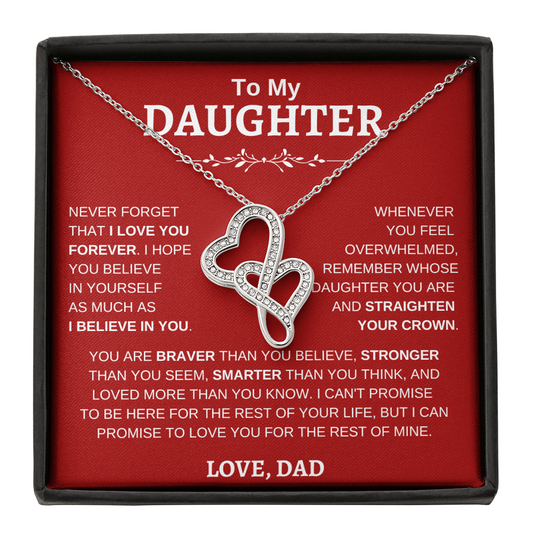 To My Daughter , Love Dad RW : Heart-to-heart Pendant Necklace