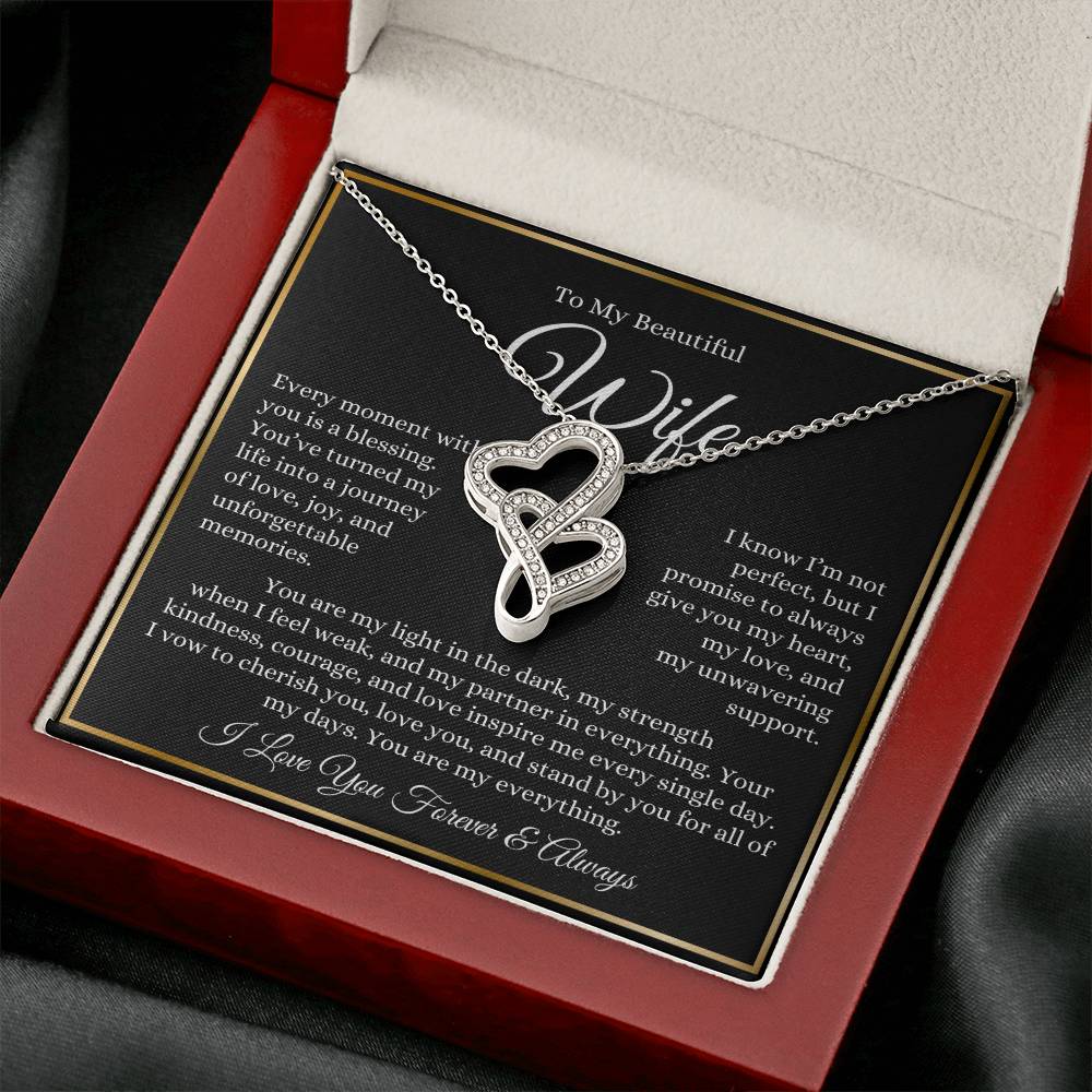 “To My Wife - A Journey of Love Message Card” Heart-to-heart Pendant Necklace