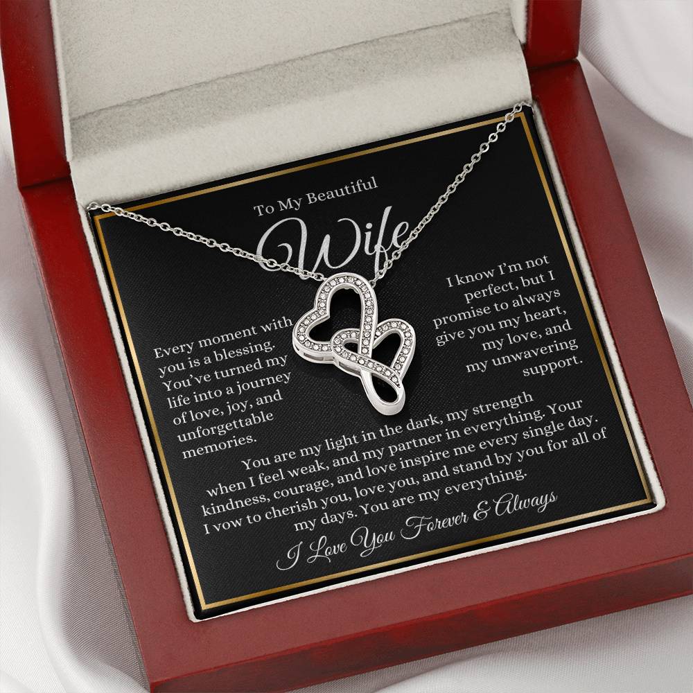 “To My Wife - A Journey of Love Message Card” Heart-to-heart Pendant Necklace