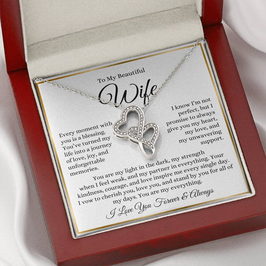 “To My Wife - A Journey of Love Message Card” Heart-to-heart Pendant Necklace