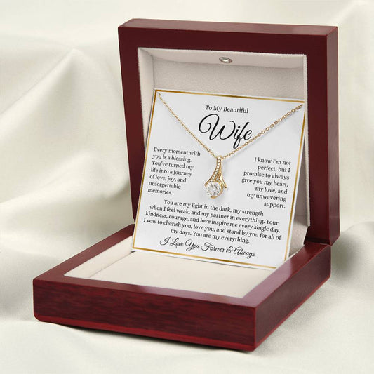 “To My Beautiful Wife - A Journey of Love Message Card” Alluring Beauty Necklace
