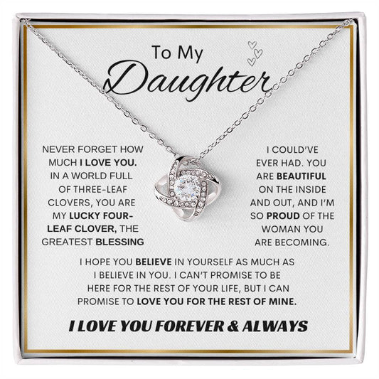 To My Daughter | Gold Border | Love Knot Necklace