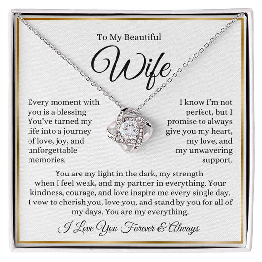 To My Beautiful Wife : WBGold : Love Knot Necklace