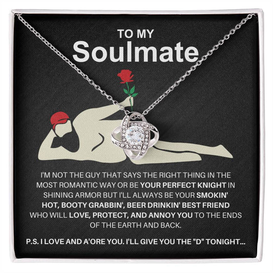 To My Soulmate | Man Bod w/Red Rose | Love Knot Necklace