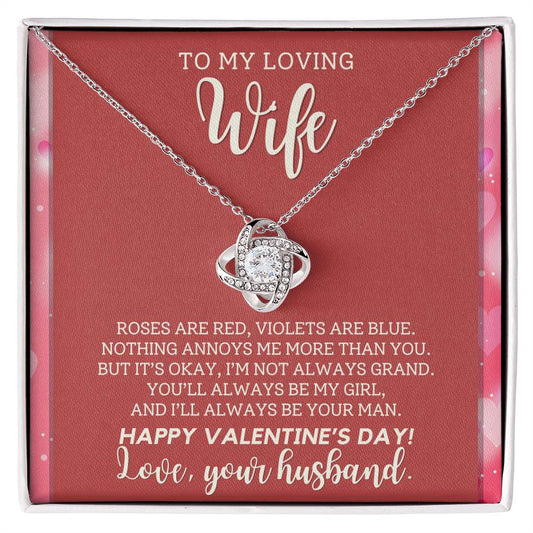To My Loving Wife | Roses Are Red - Love Knot Necklace
