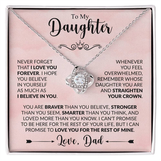 To My Daughter | Love You Forever, Dad | Love Knot Necklace