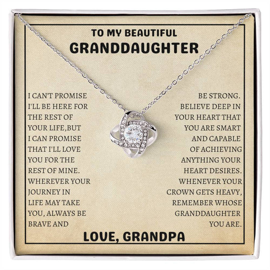 To My Beautiful Granddaughter | Always Be Brave And Be Strong | Love Knot Necklace