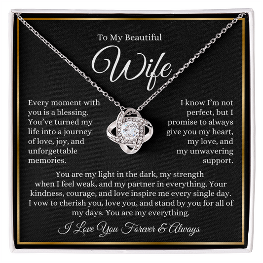 To My Beautiful Wife : BWGold : Love Knot Necklace