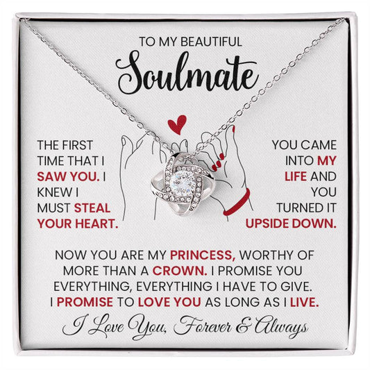 To My Beautiful Soulmate Finger Crossed - Love Knot Necklace