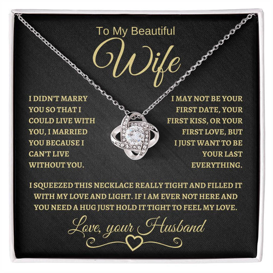 To My Beautiful Wife | Love Knot Necklace-BG