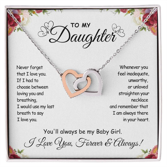 Gift To My Baby Girl Daughter | Interlocking Hearts Necklace