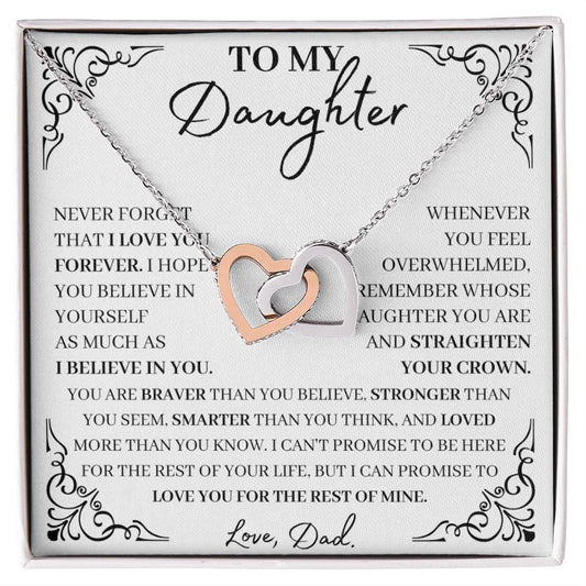 To My Daughter |I Love You Forever | Interlocking Hearts Necklace